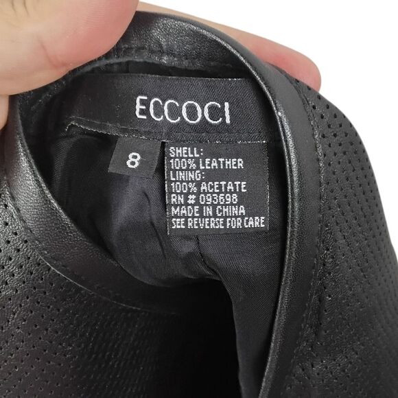 Eccoci‎ Black Vintage Leather Zip Front Skirt with Raw Hem - Size 8 - Picture 2 of 10